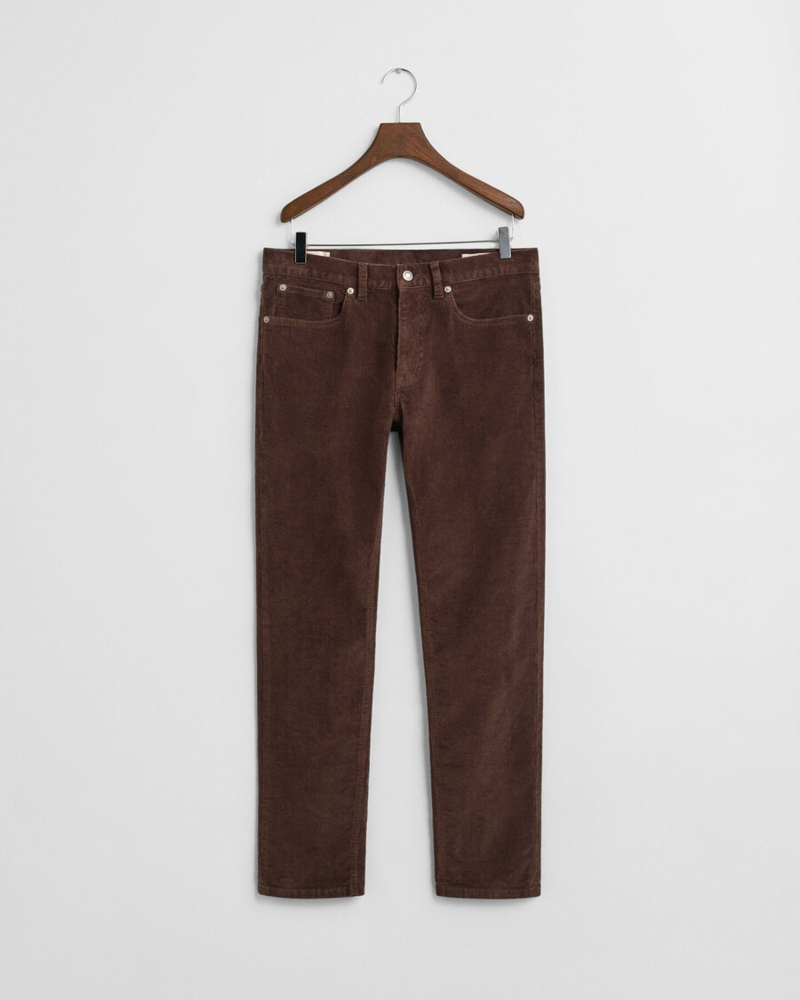 blugi din catifea reiată slim fit - maro intens