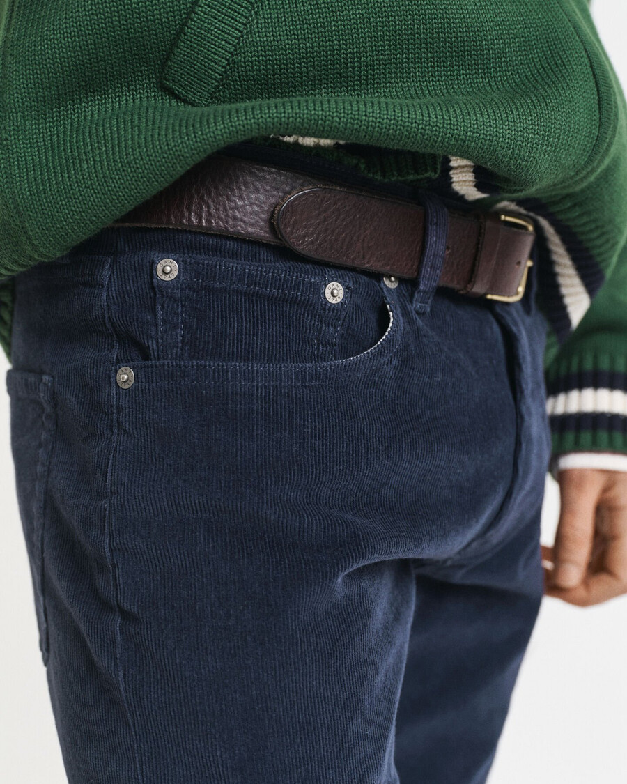 blugi din catifea reiată slim fit - albastru seară