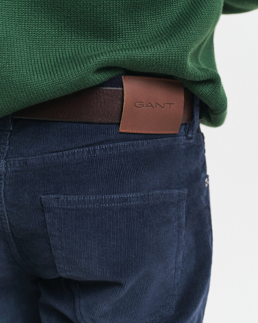 blugi din catifea reiată slim fit - albastru seară