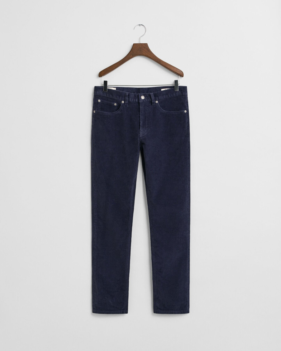 blugi din catifea reiată slim fit - albastru seară