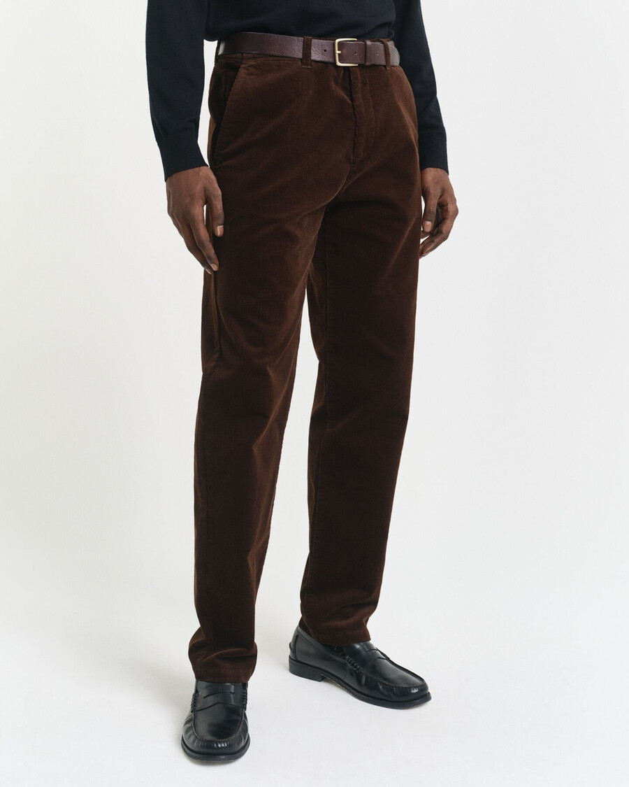 pantaloni chino din catifea reiată croială regulată - maro intens