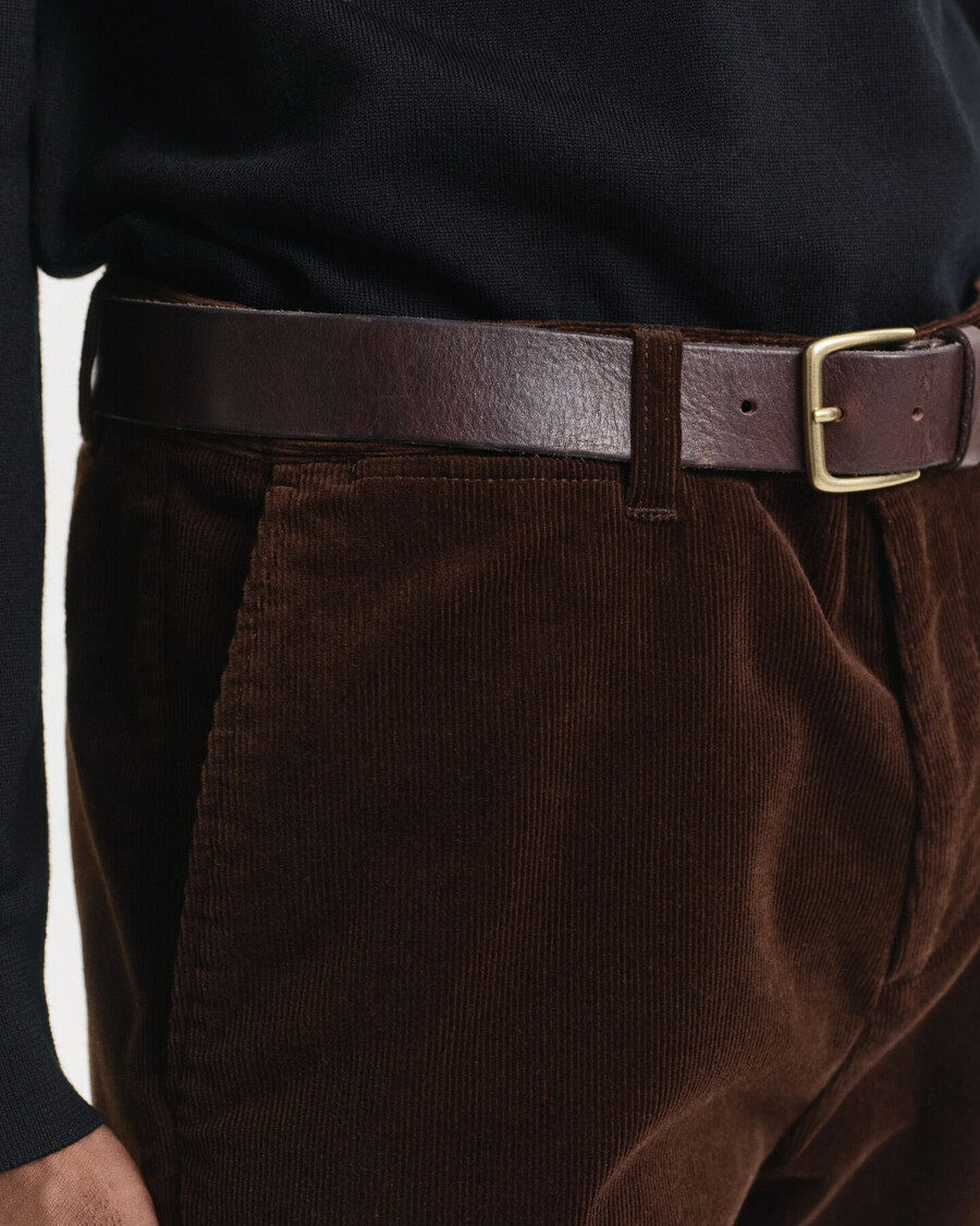 pantaloni chino din catifea reiată croială regulată - maro intens