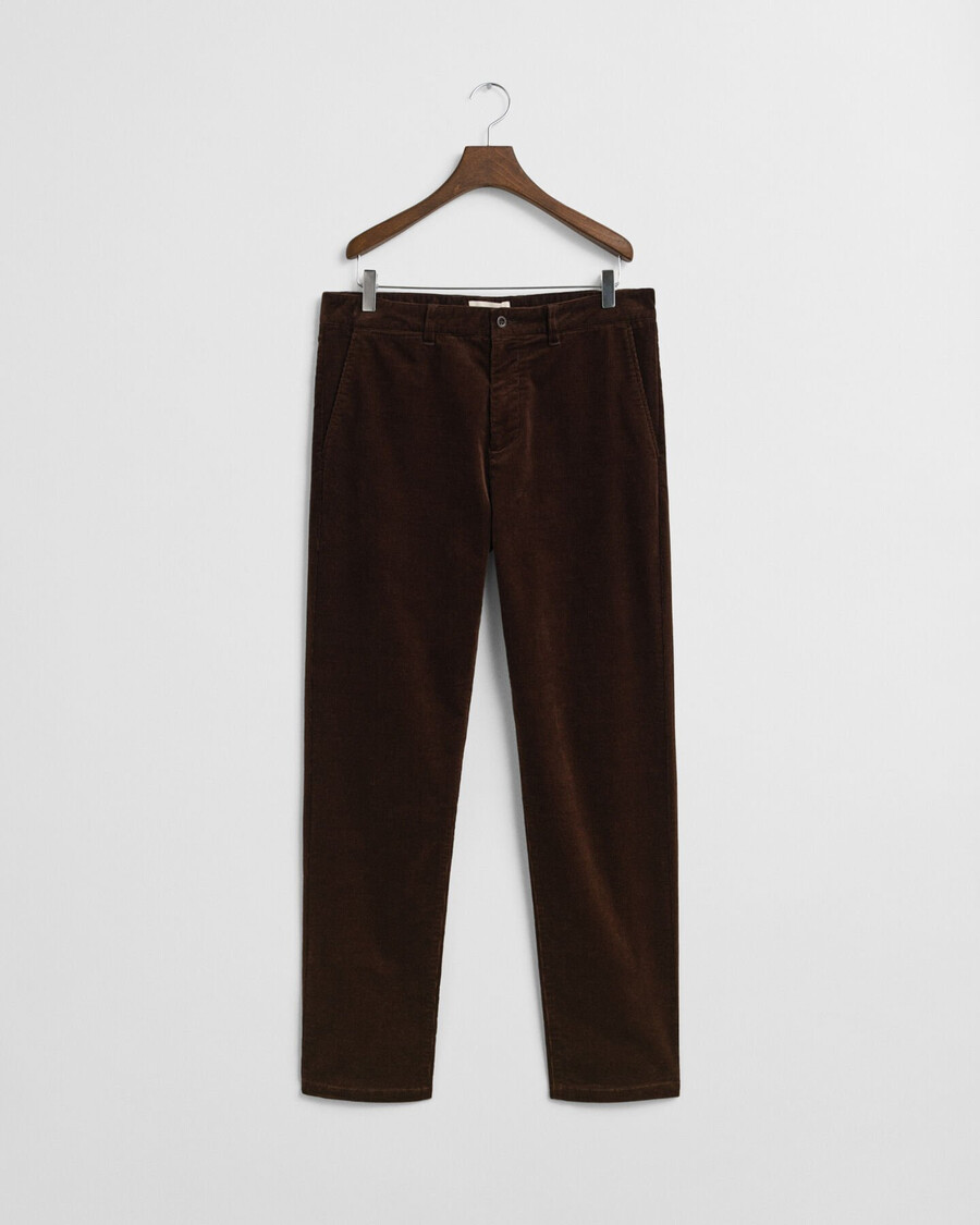 pantaloni chino din catifea reiată croială regulată - maro intens