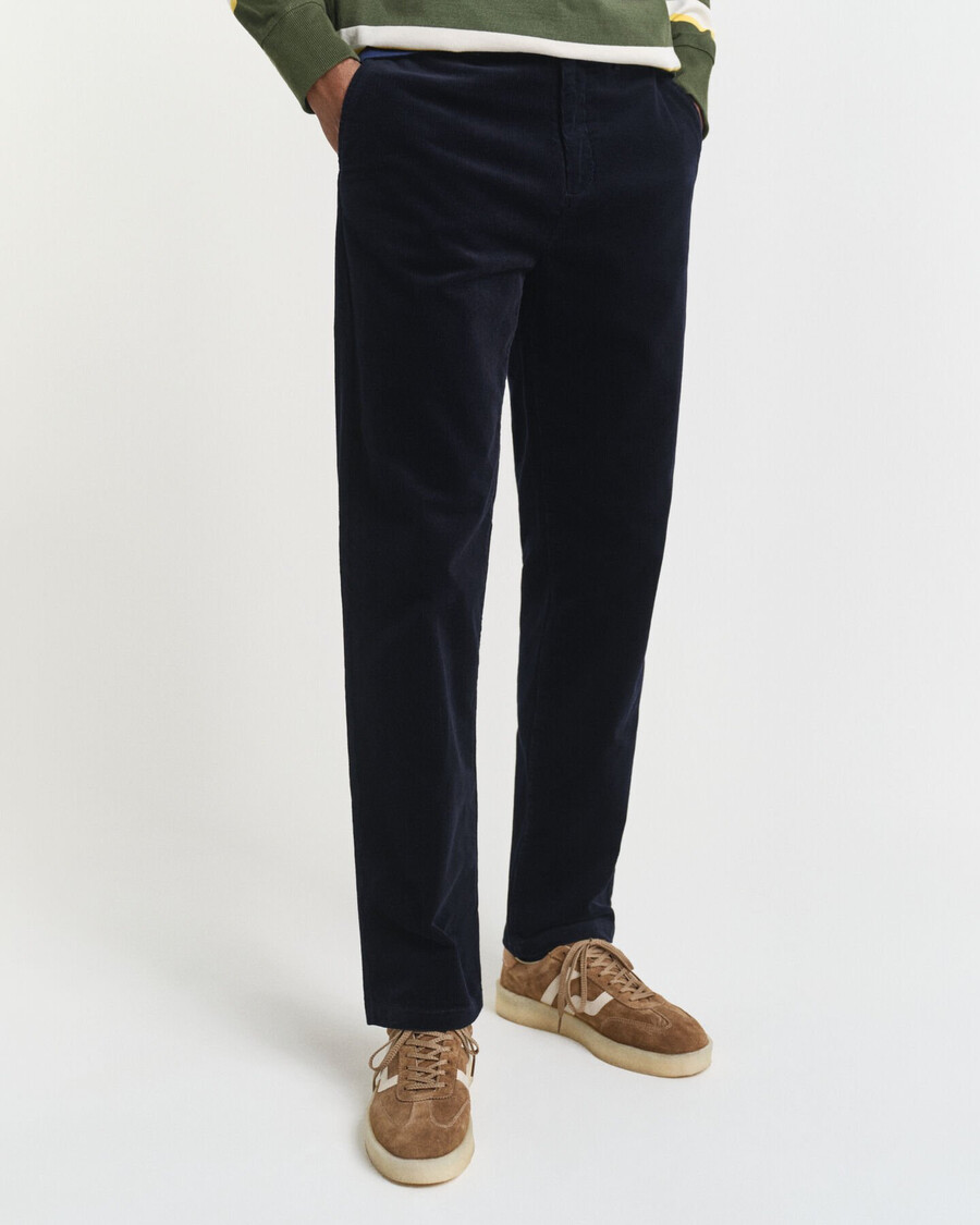 pantaloni chino din catifea reiată croială regulată - albastru seară