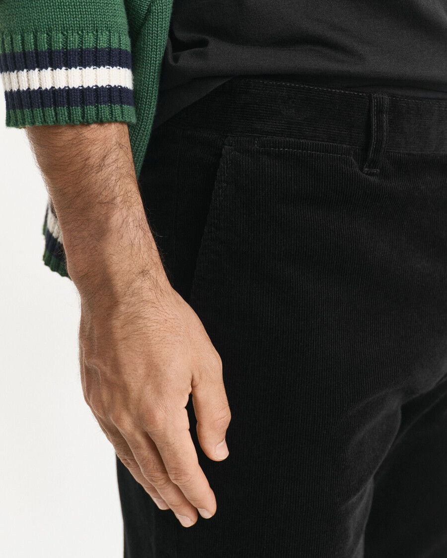 pantaloni chino din catifea reiată croială regulată - negru