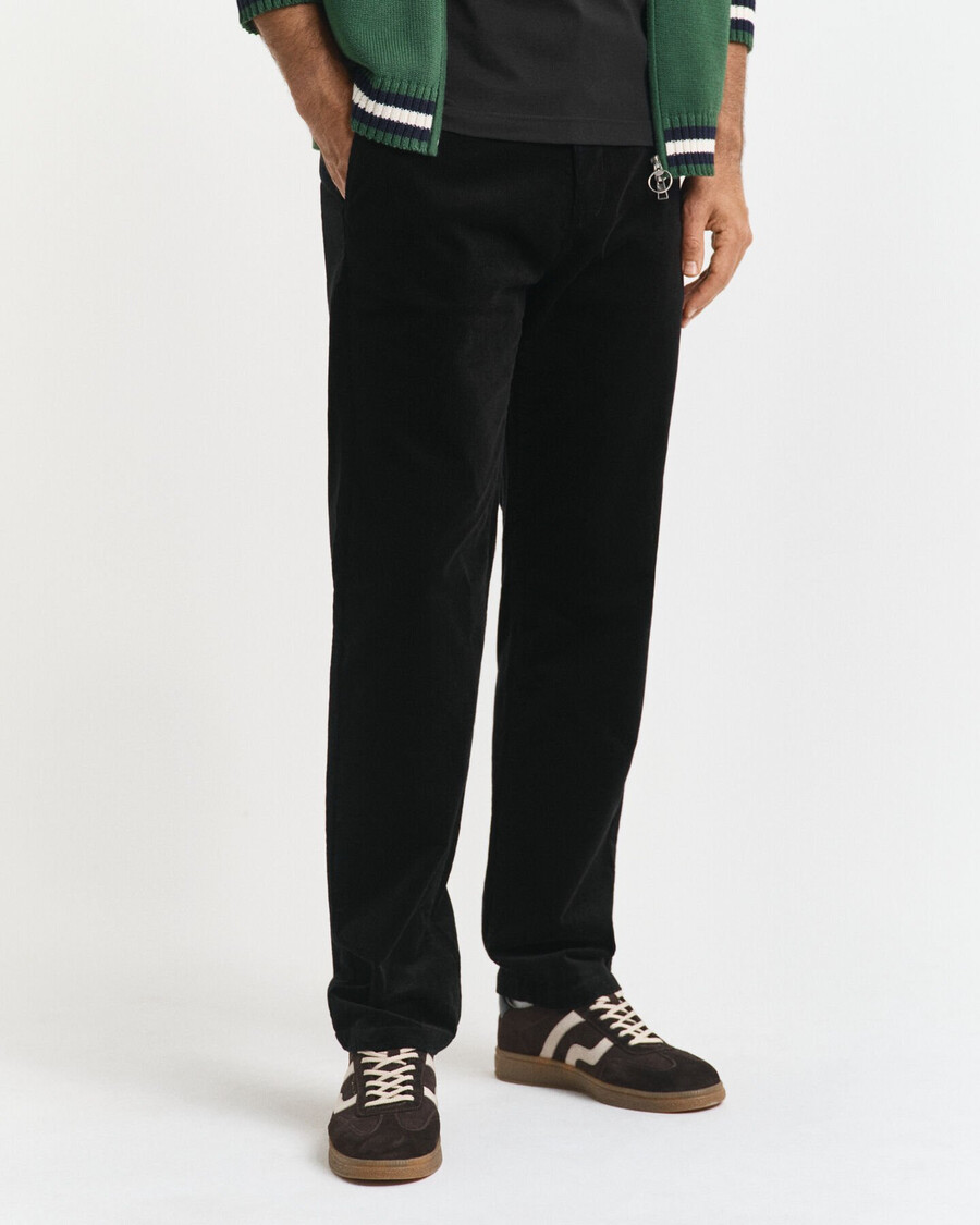 pantaloni chino din catifea reiată croială regulată - negru