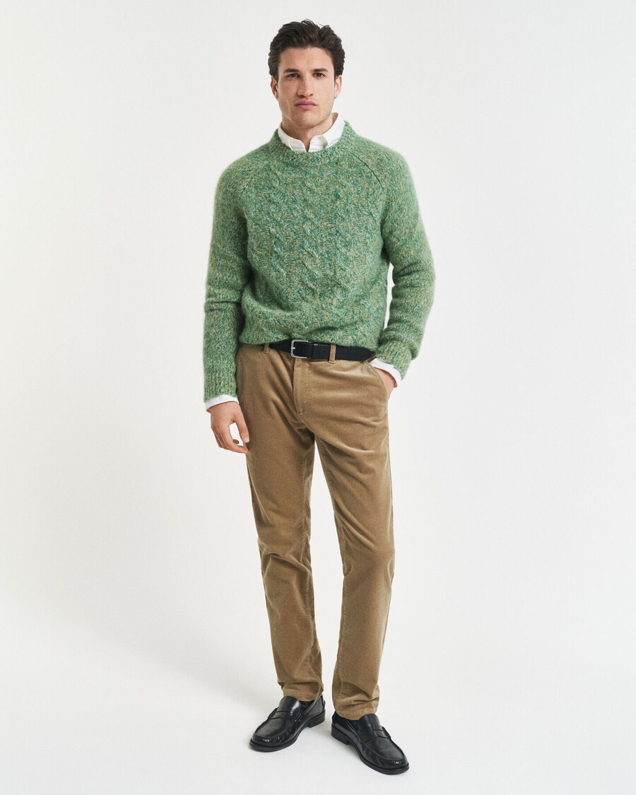 pantaloni chino din catifea reiată slim fit - taupe deschis