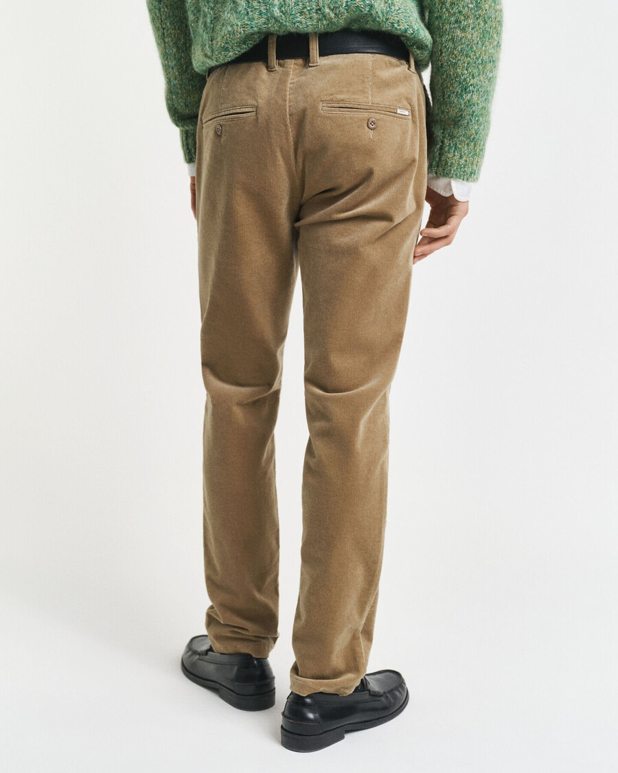 pantaloni chino din catifea reiată slim fit - taupe deschis