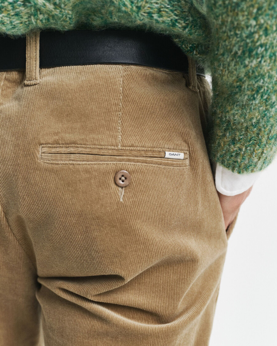 pantaloni chino din catifea reiată slim fit - taupe deschis