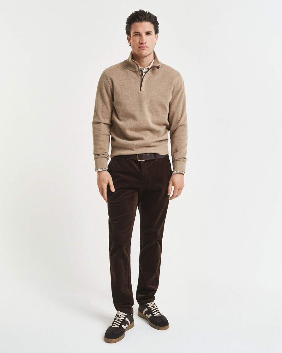 pantaloni chino din catifea reiată slim fit - maro intens