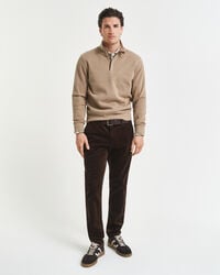 pantaloni chino din catifea reiată slim fit - maro intens