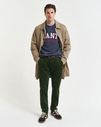 pantaloni chino din catifea reiată slim fit - verde țăran
