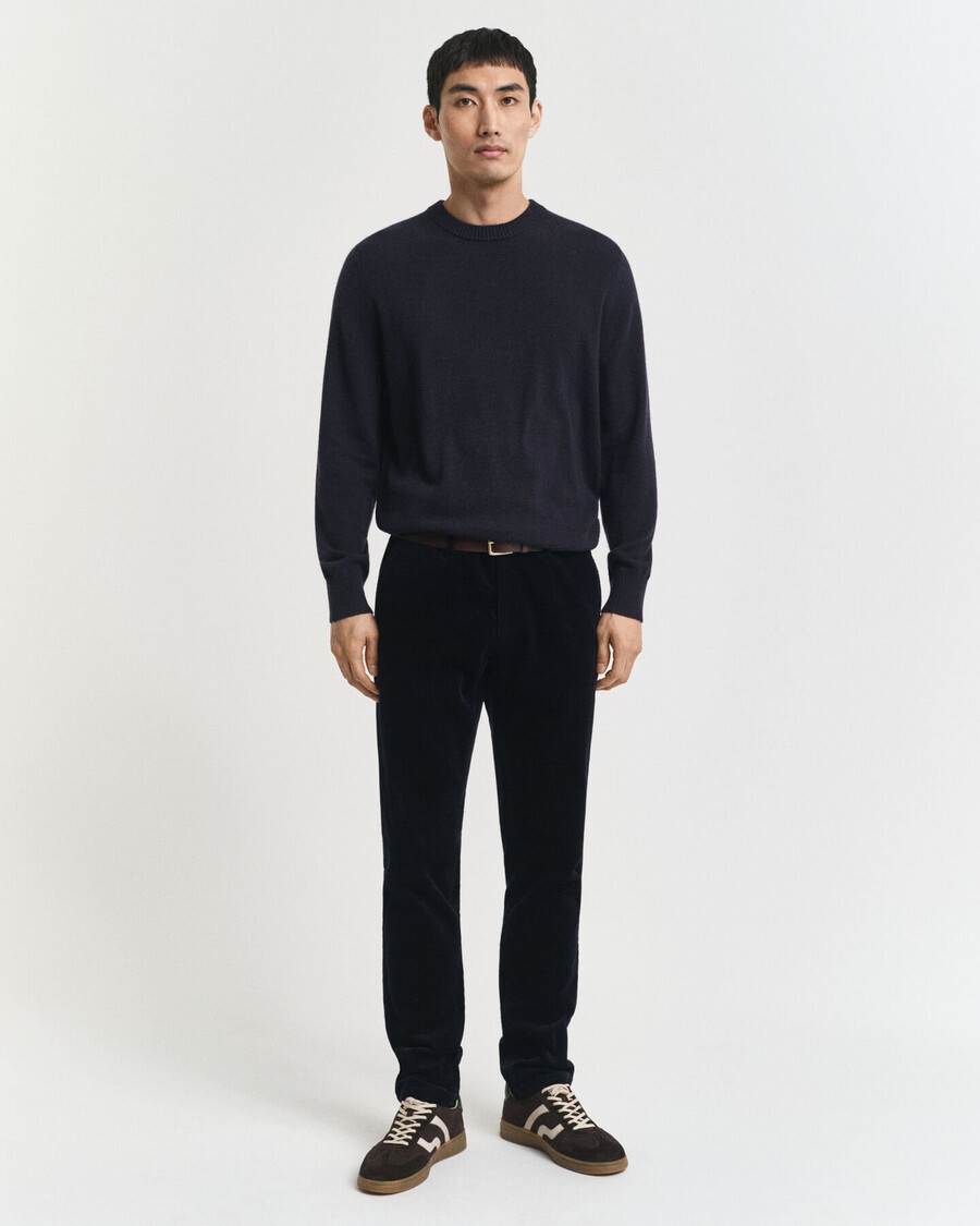 pantaloni chino din catifea reiată slim fit - albastru seară