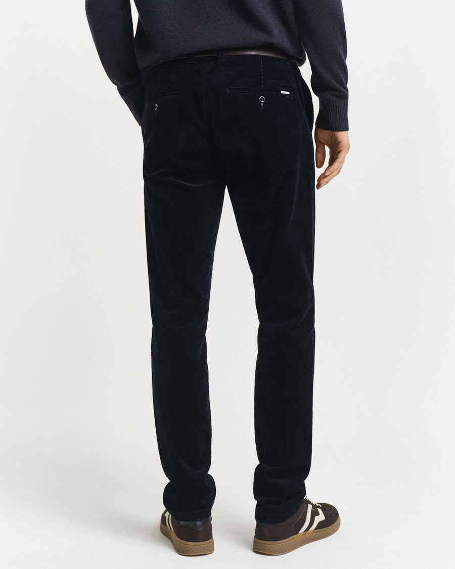 pantaloni chino din catifea reiată slim fit - albastru seară
