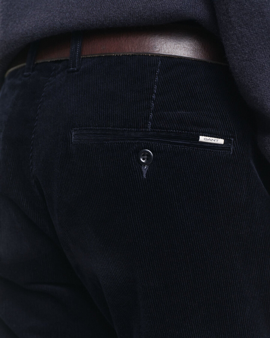 pantaloni chino din catifea reiată slim fit - albastru seară