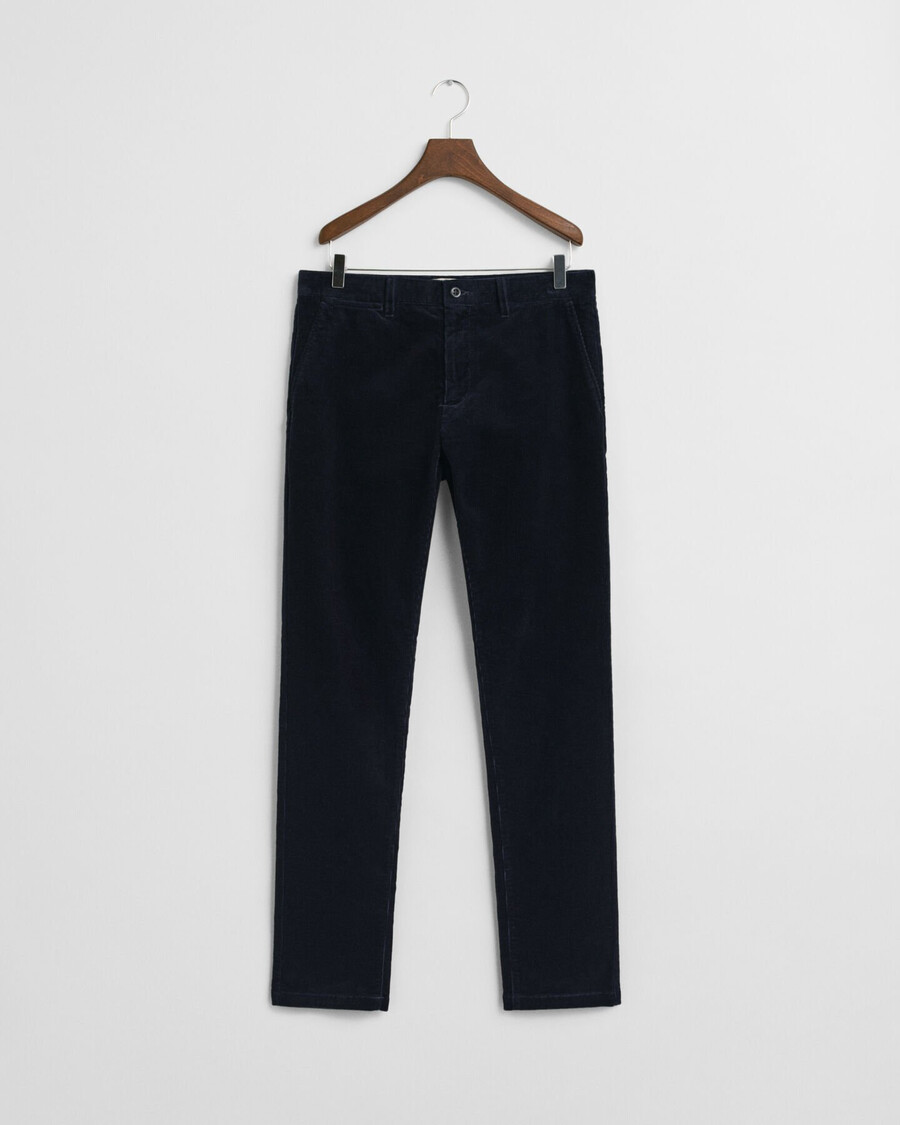 pantaloni chino din catifea reiată slim fit - albastru seară