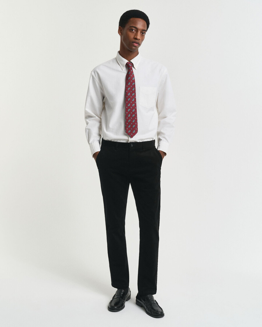 pantaloni chino din catifea reiată slim fit - negru