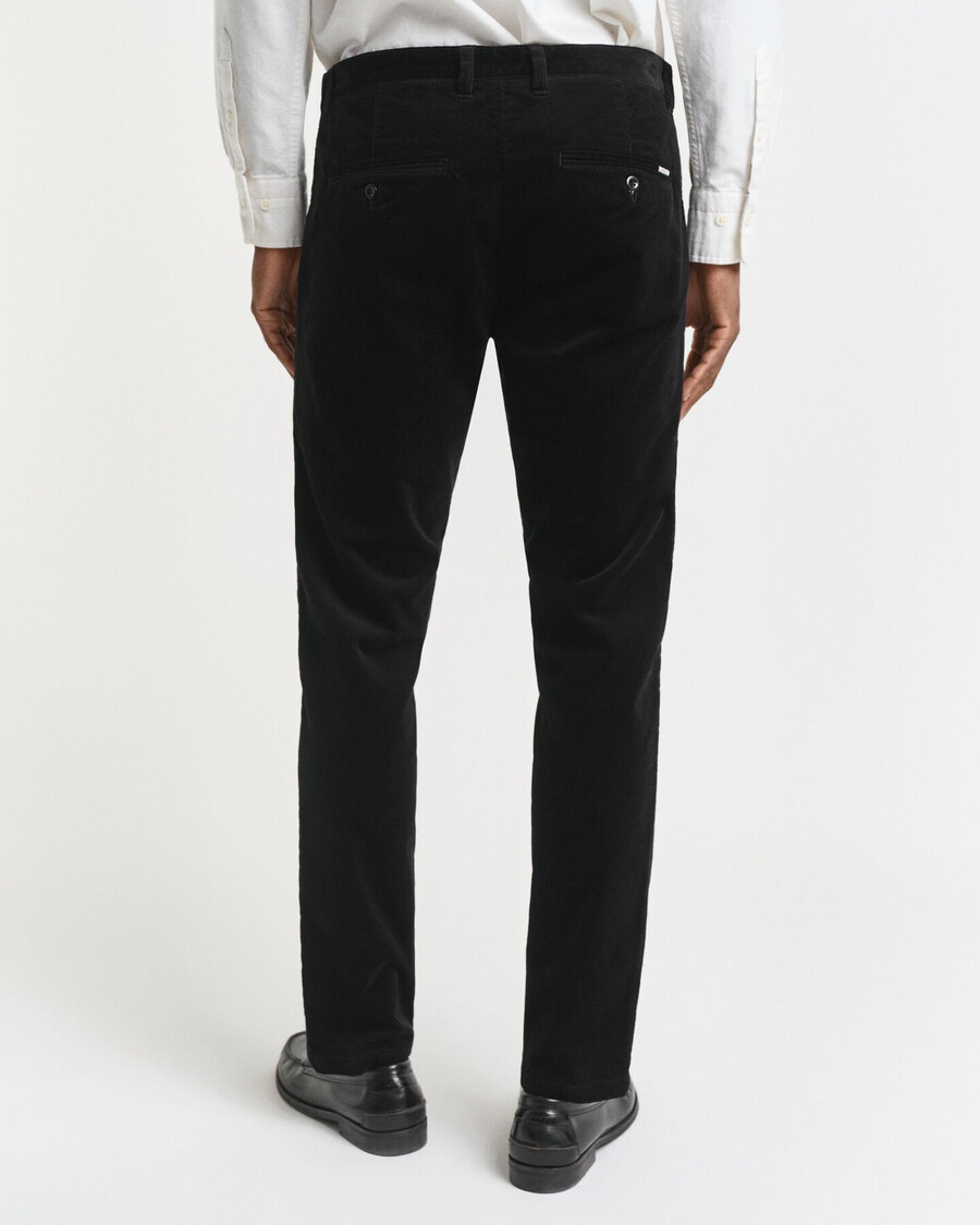 pantaloni chino din catifea reiată slim fit - negru