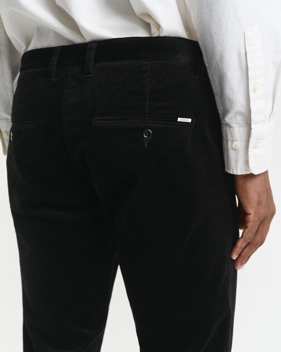 pantaloni chino din catifea reiată slim fit - negru