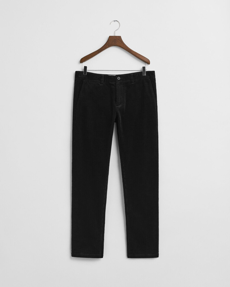 pantaloni chino din catifea reiată slim fit - negru