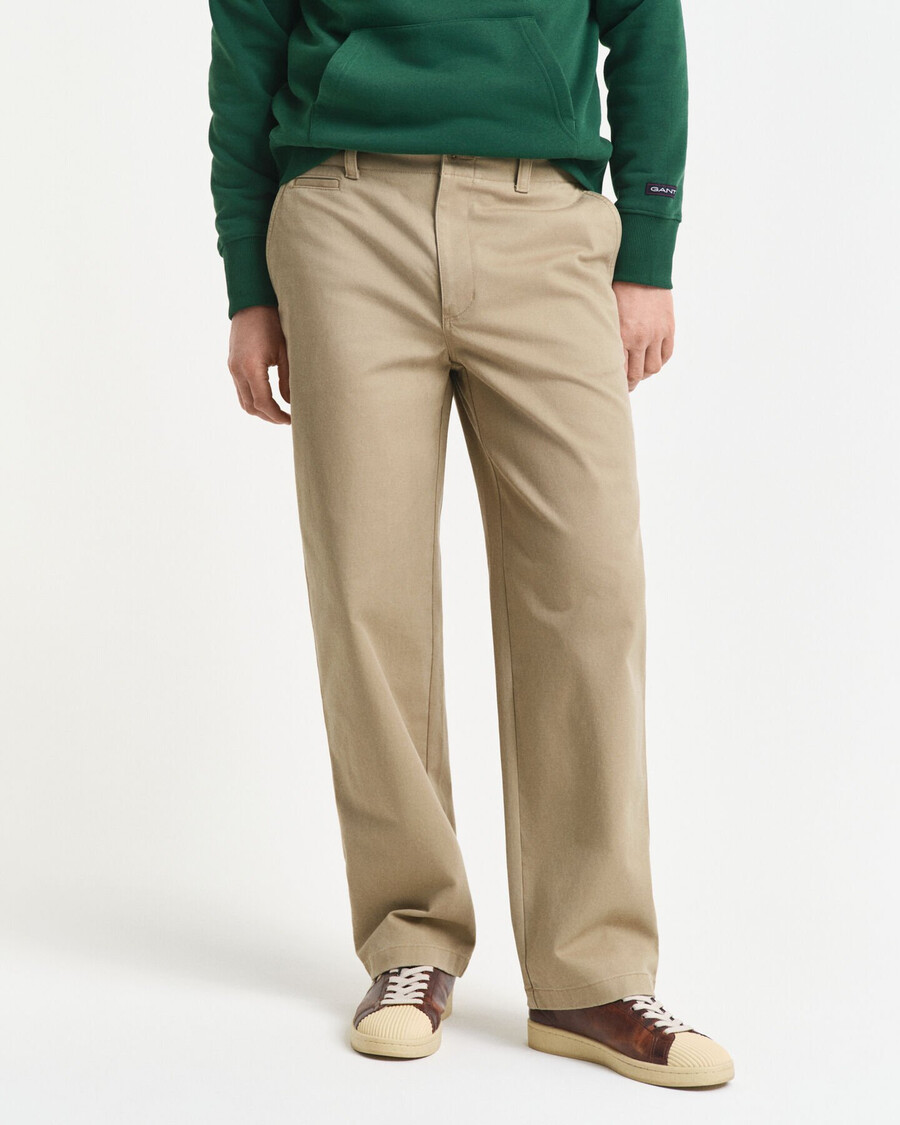 pantaloni chino din bumbac twill croială relaxată - gri deschis