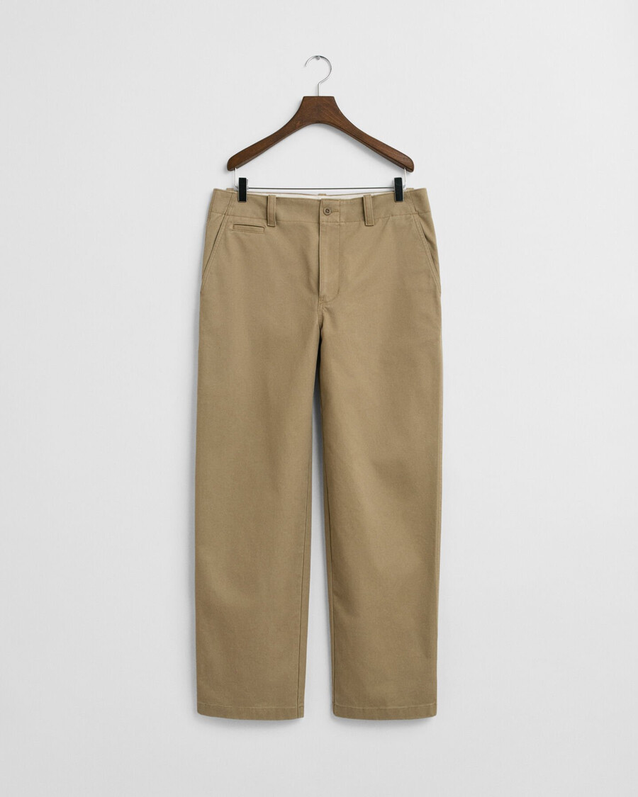 pantaloni chino din bumbac twill croială relaxată - gri deschis