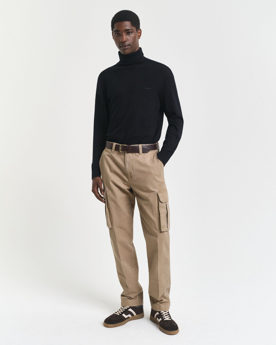 pantaloni cargo din bumbac twill croială regulată - taupe deschis