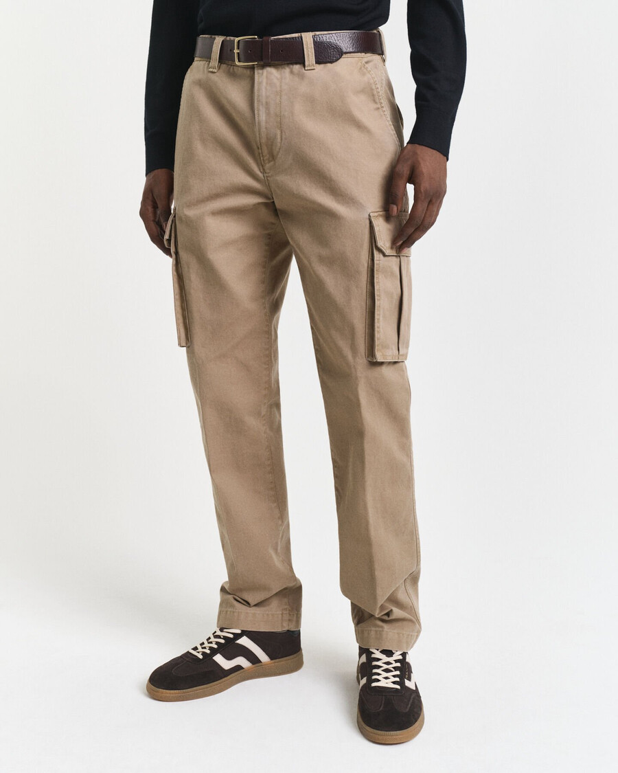 pantaloni cargo din bumbac twill croială regulată - taupe deschis