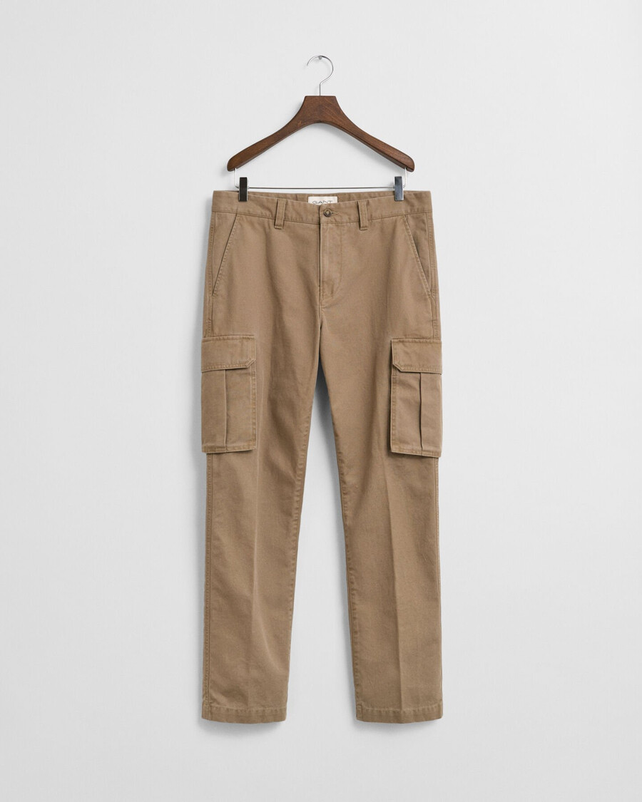 pantaloni cargo din bumbac twill croială regulată - taupe deschis