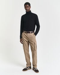 pantaloni cargo din bumbac twill croială regulată - taupe deschis