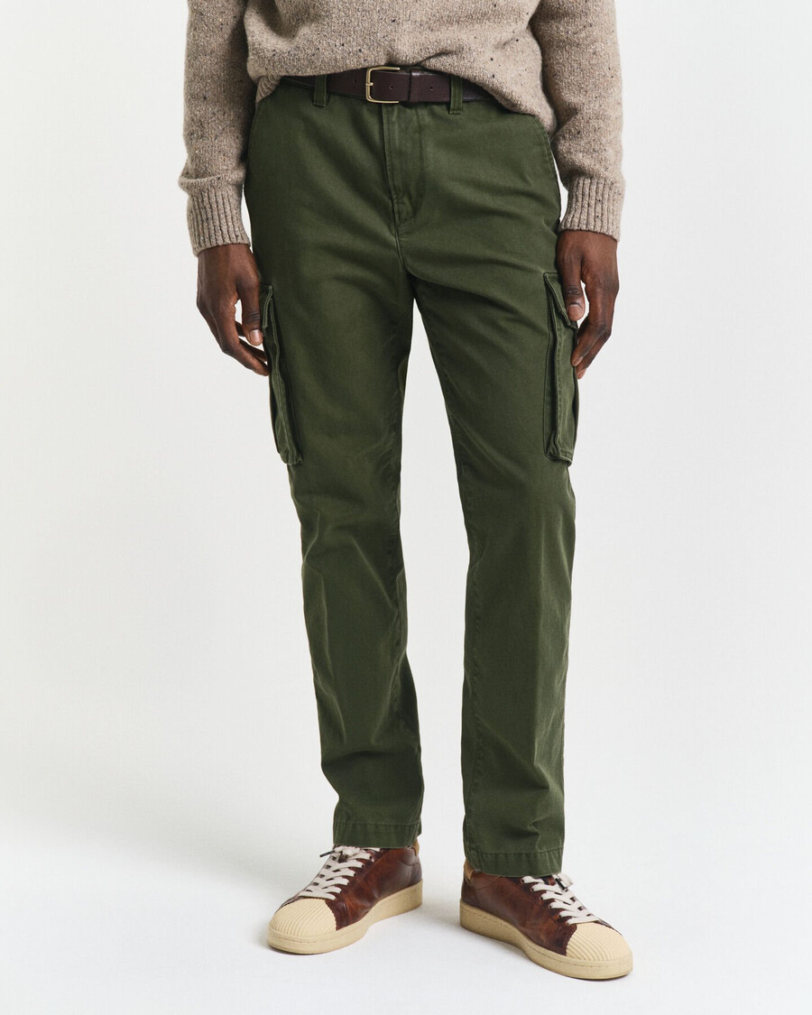 pantaloni cargo din bumbac twill croială regulată - verde Țară