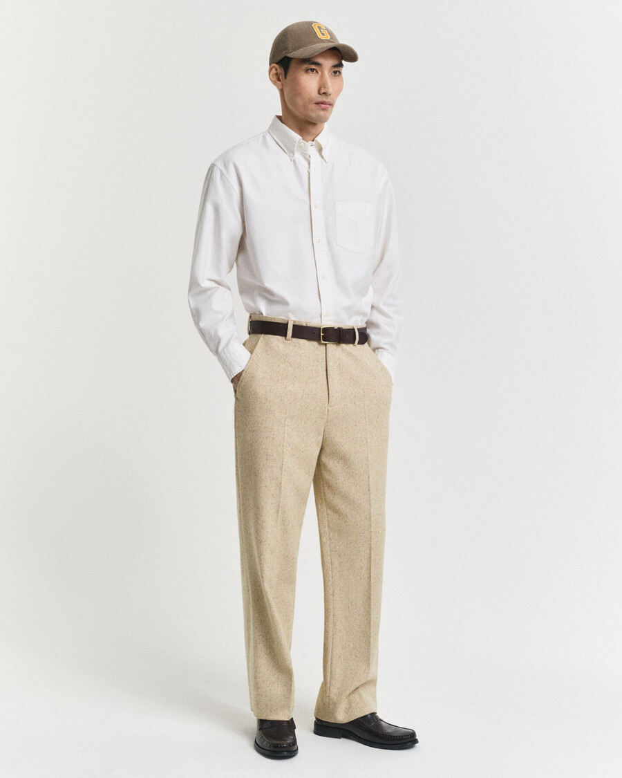 pantaloni de costum nepps cu model herringbone croială relaxată - bej concreți