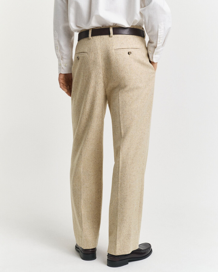 pantaloni de costum nepps cu model herringbone croială relaxată - bej concreți