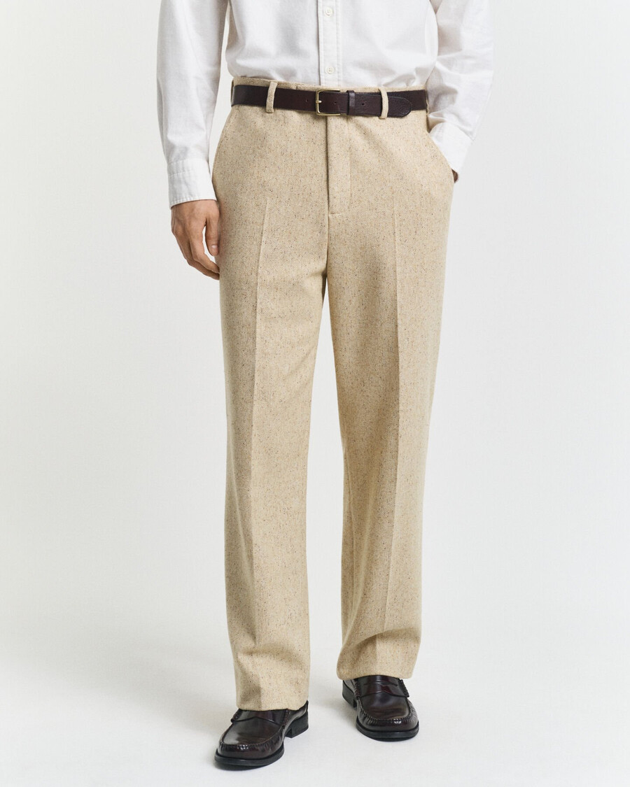 pantaloni de costum nepps cu model herringbone croială relaxată - bej concreți