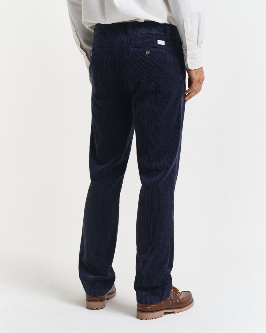 pantaloni din catifea reiată croială regulată - albastru seară