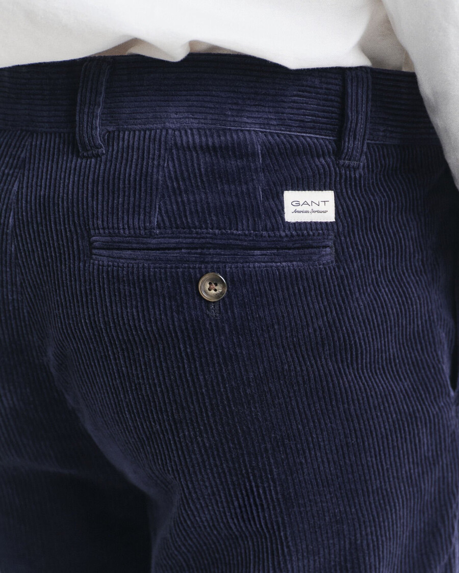 pantaloni din catifea reiată croială regulată - albastru seară