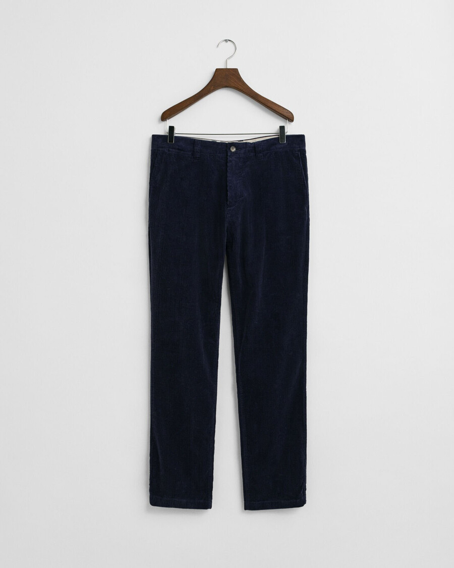 pantaloni din catifea reiată croială regulată - albastru seară