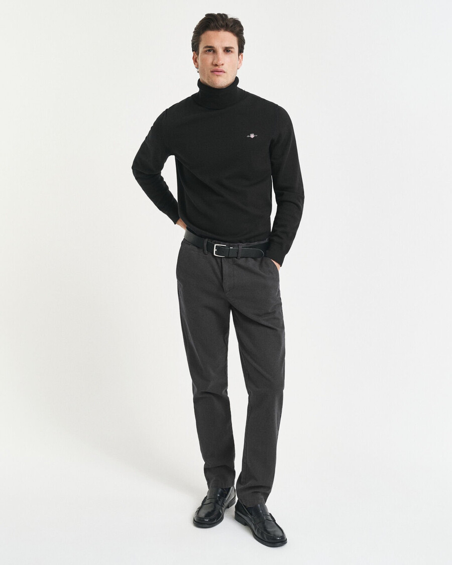 pantaloni slim fit din bumbac cu model herringbone - antracit