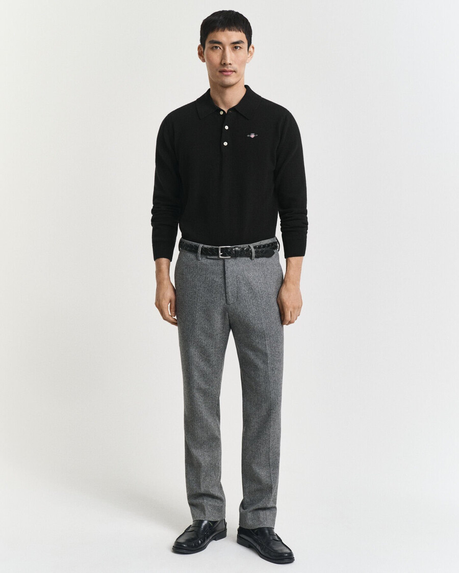 pantaloni de costum slim fit din flanel cu model herringbone - antracit melange