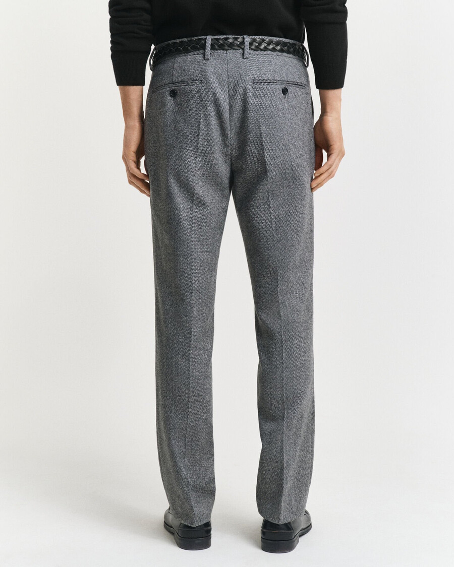 pantaloni de costum slim fit din flanel cu model herringbone - antracit melange