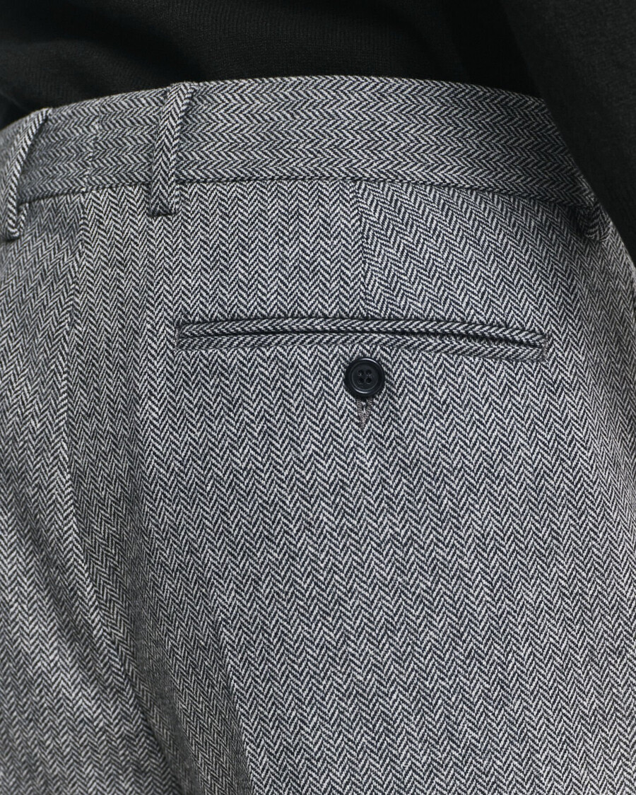 pantaloni de costum slim fit din flanel cu model herringbone - antracit melange