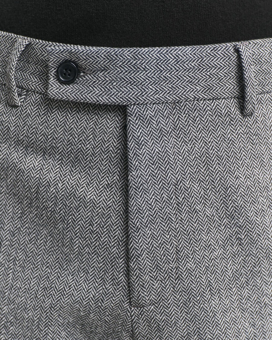 pantaloni de costum slim fit din flanel cu model herringbone - antracit melange