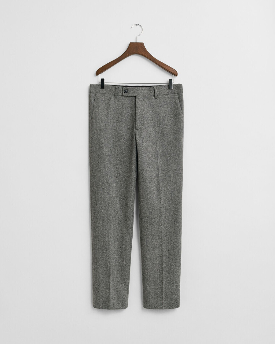 pantaloni de costum slim fit din flanel cu model herringbone - antracit melange
