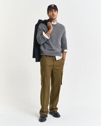 pantaloni cargo din amestec de lână croială relaxată - verde mușchi