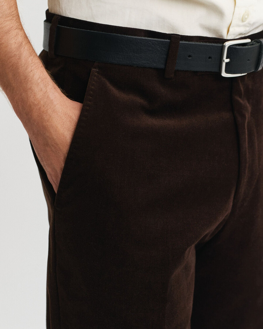 pantaloni de costum din catifea - maro intens