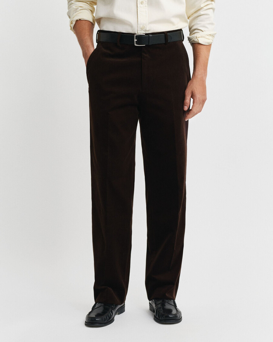 pantaloni de costum din catifea - maro intens