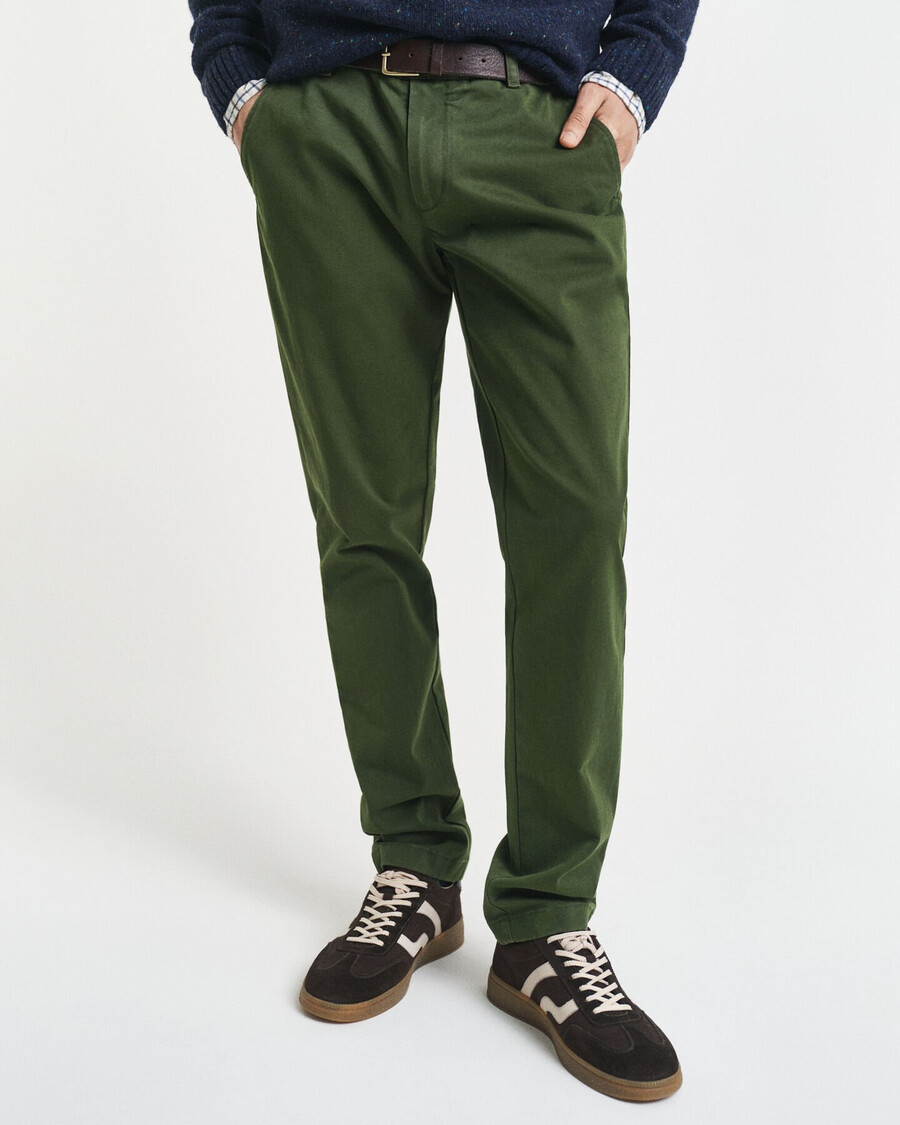 pantaloni chino super confortabili croială slim fit - verde țăran