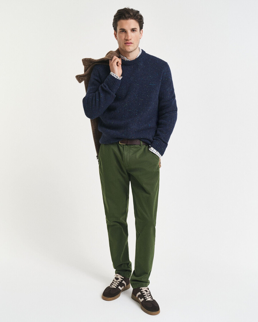 pantaloni chino super confortabili croială slim fit - verde țăran