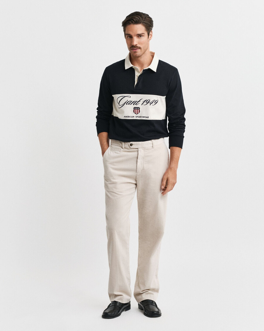pantaloni din catifea reiată croială dreaptă - putty