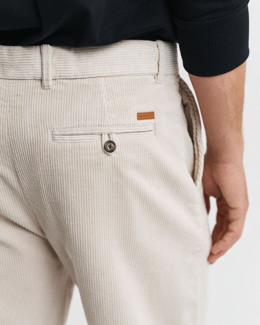 pantaloni din catifea reiată croială dreaptă - putty